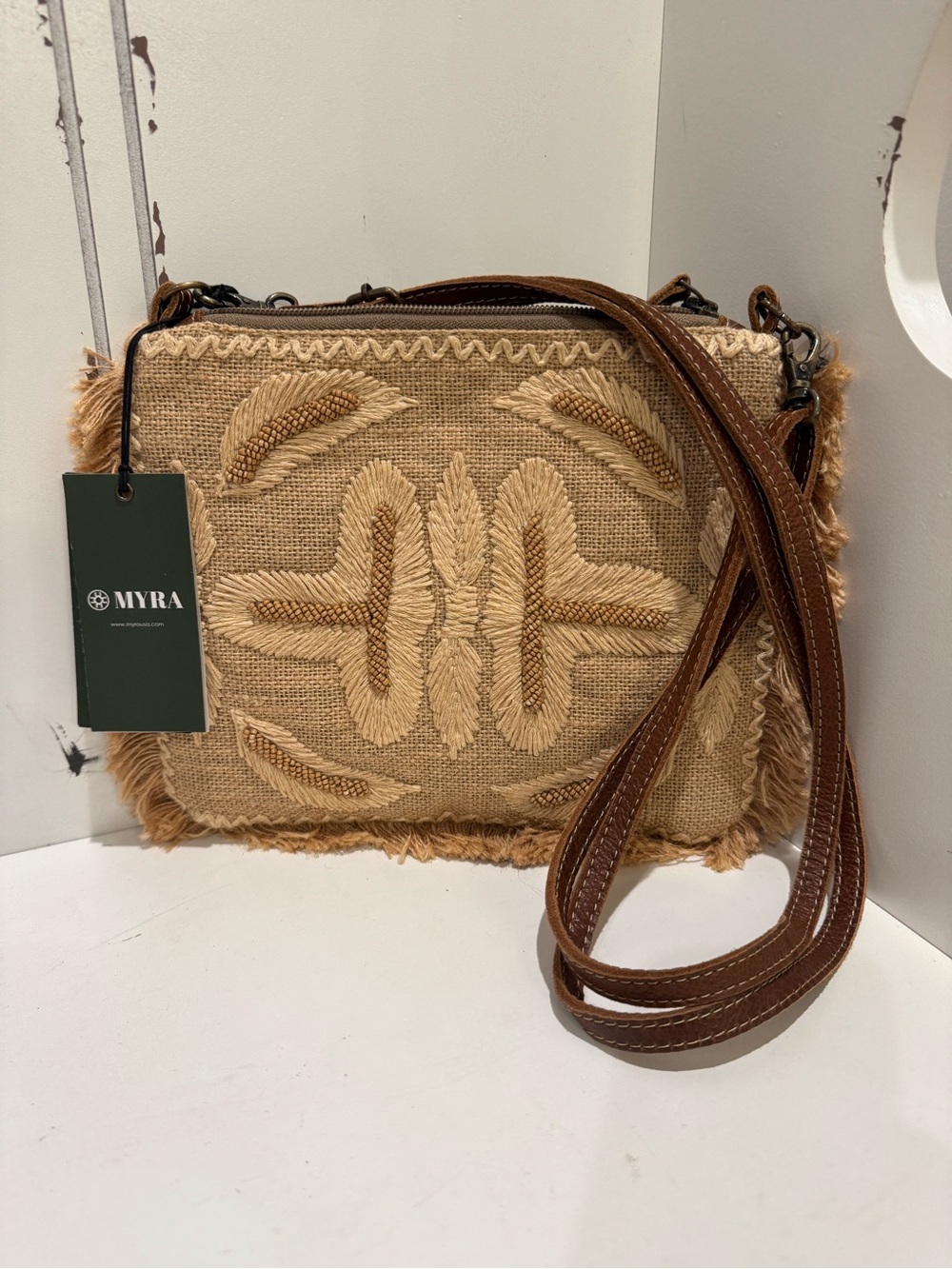 Myra NEW Bag Mesa Moonlight Canvas & Leather Crossbody Bag S-11284